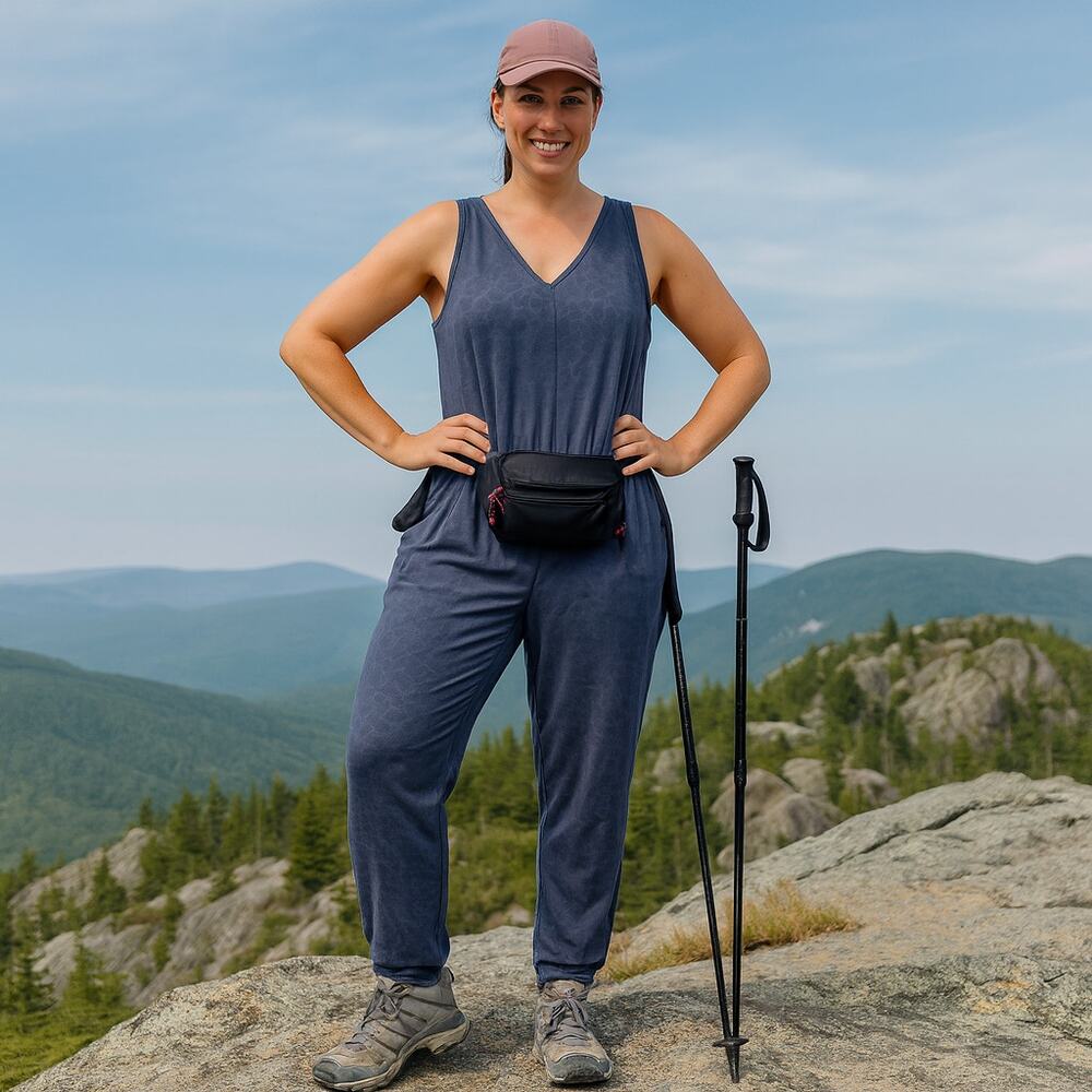 Athleta Brooklyn Jumpsuit Size 2P Casual Athleisure Yoga Hiking